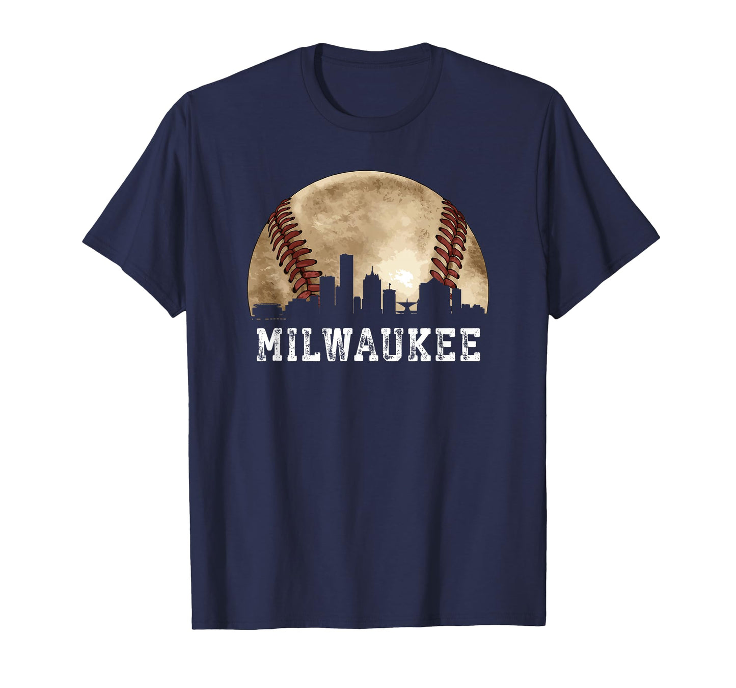 Milwaukee Skyline City Vintage Baseball Lover T-Shirt