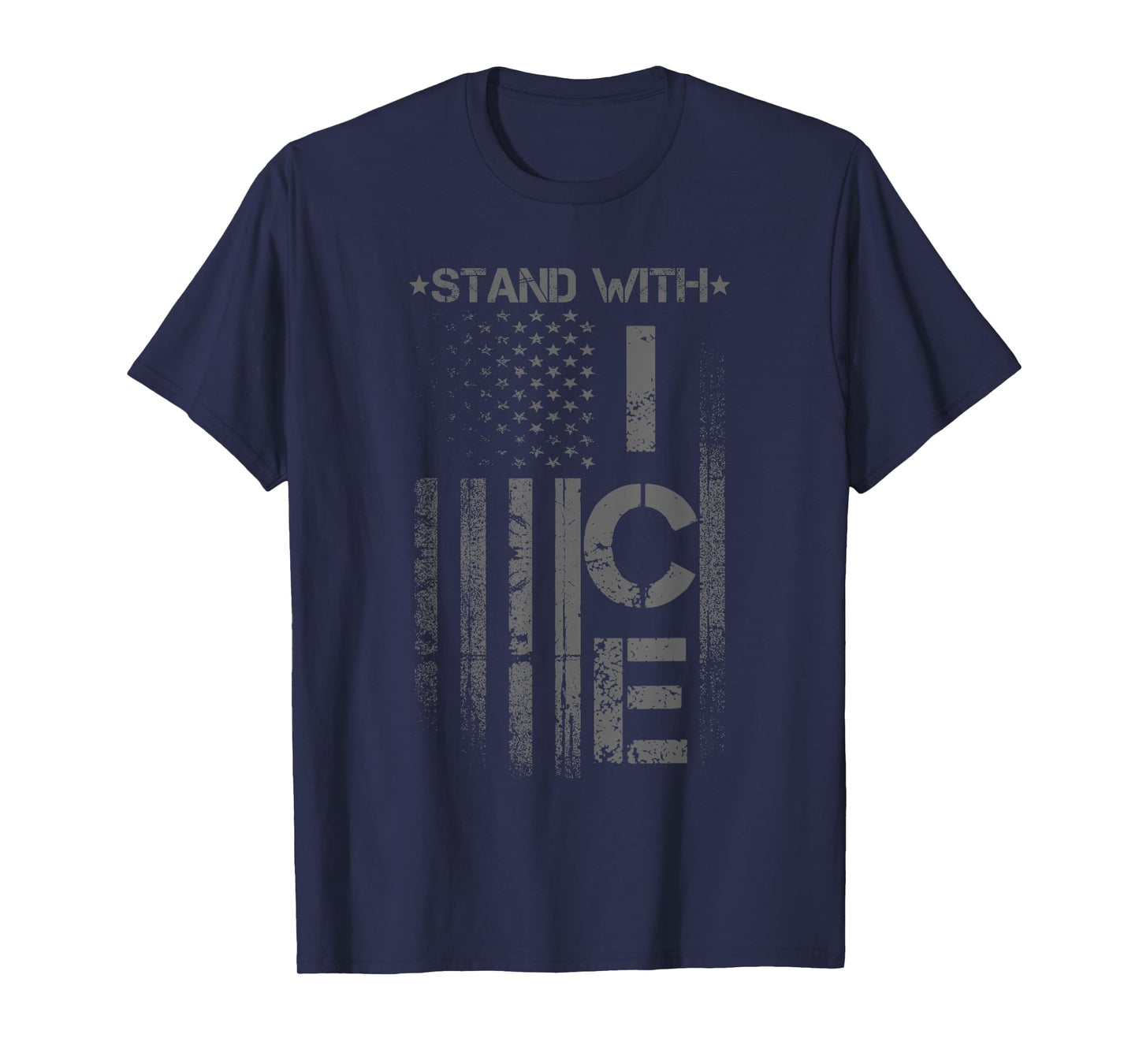 Border Patrol Support ICE Immigration Officers American Flag T-Shirt
