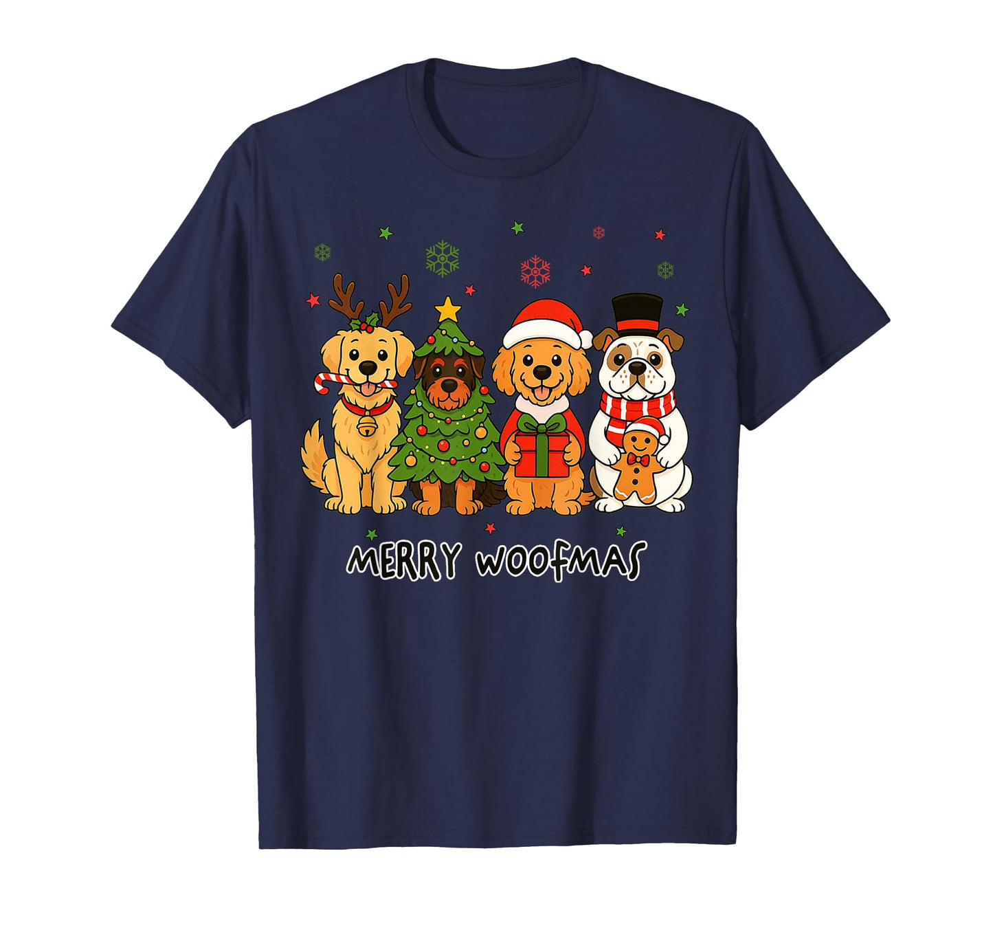 Merry Woofmas Christmas Dog Xmas Tree Santa Reindeer Pajama T-Shirt