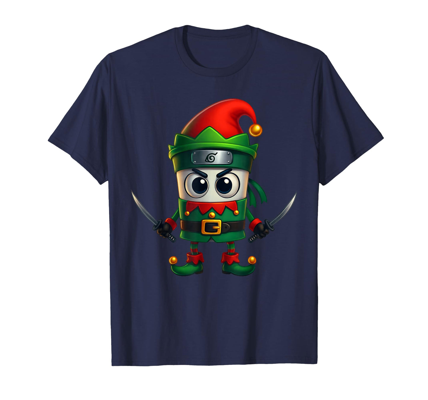 Brainrot Charater Kid Christmas Costume Cappuccino Elf Santa T-Shirt