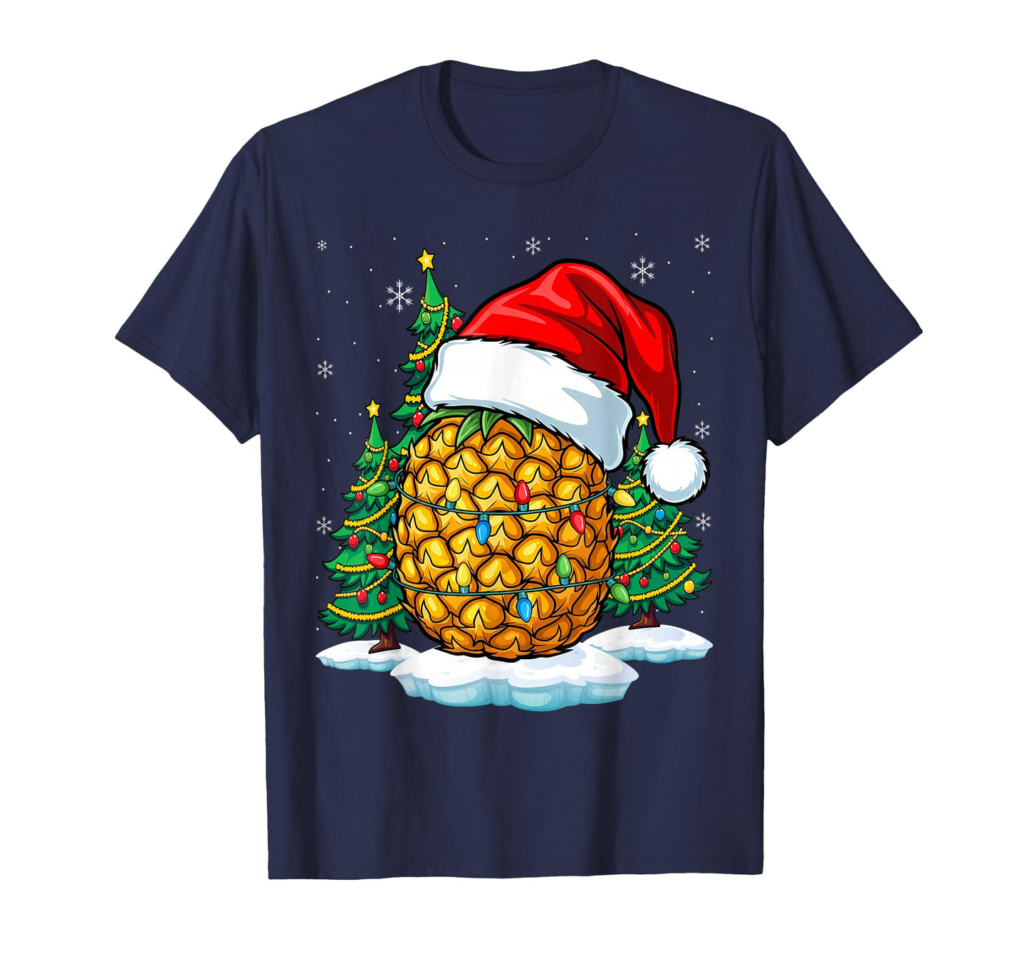Family Hawaiian Christmas Pineapple Santa Tree T-Shirt