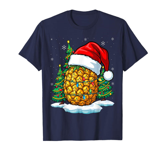Family Hawaiian Christmas Pineapple Santa Tree T-Shirt