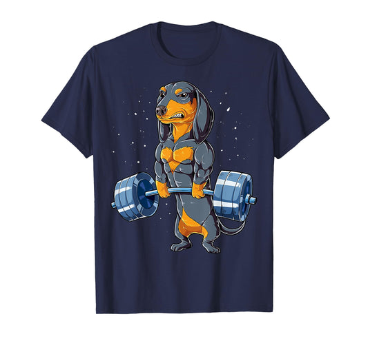 Dachshund Weightlifting Funny Deadlift Men Fitness Gym T-Shirt