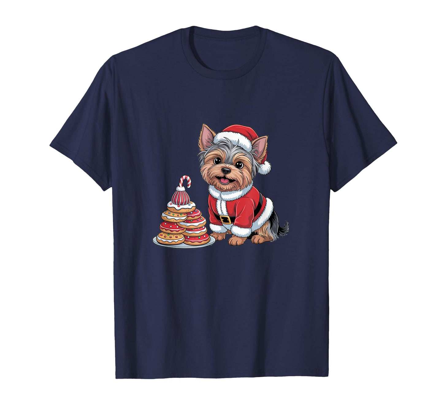 Yorkshire Terrier Funny Christmas Dog Lover Cute Santa Humor T-Shirt