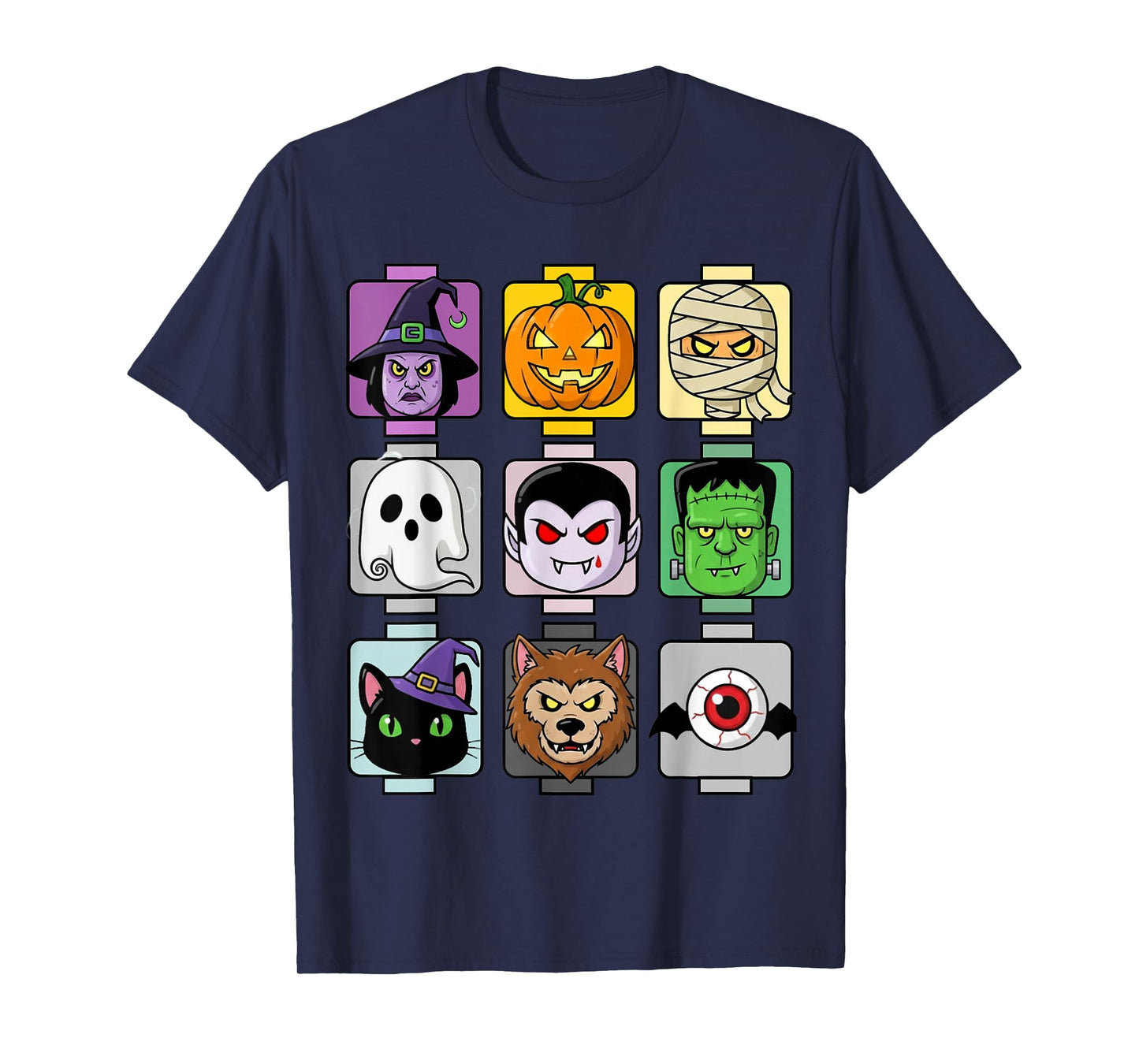 Halloween Building Brick Head Pumpkin Ghost Zombie Funny T-Shirt