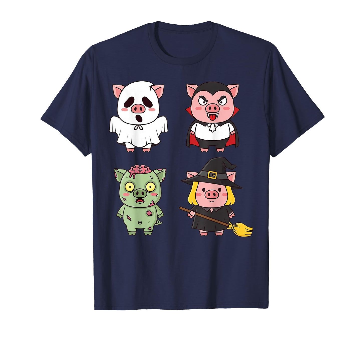 Pig Spooky Witch Boo Zombie Cute Halloween Boys & Girls T-Shirt