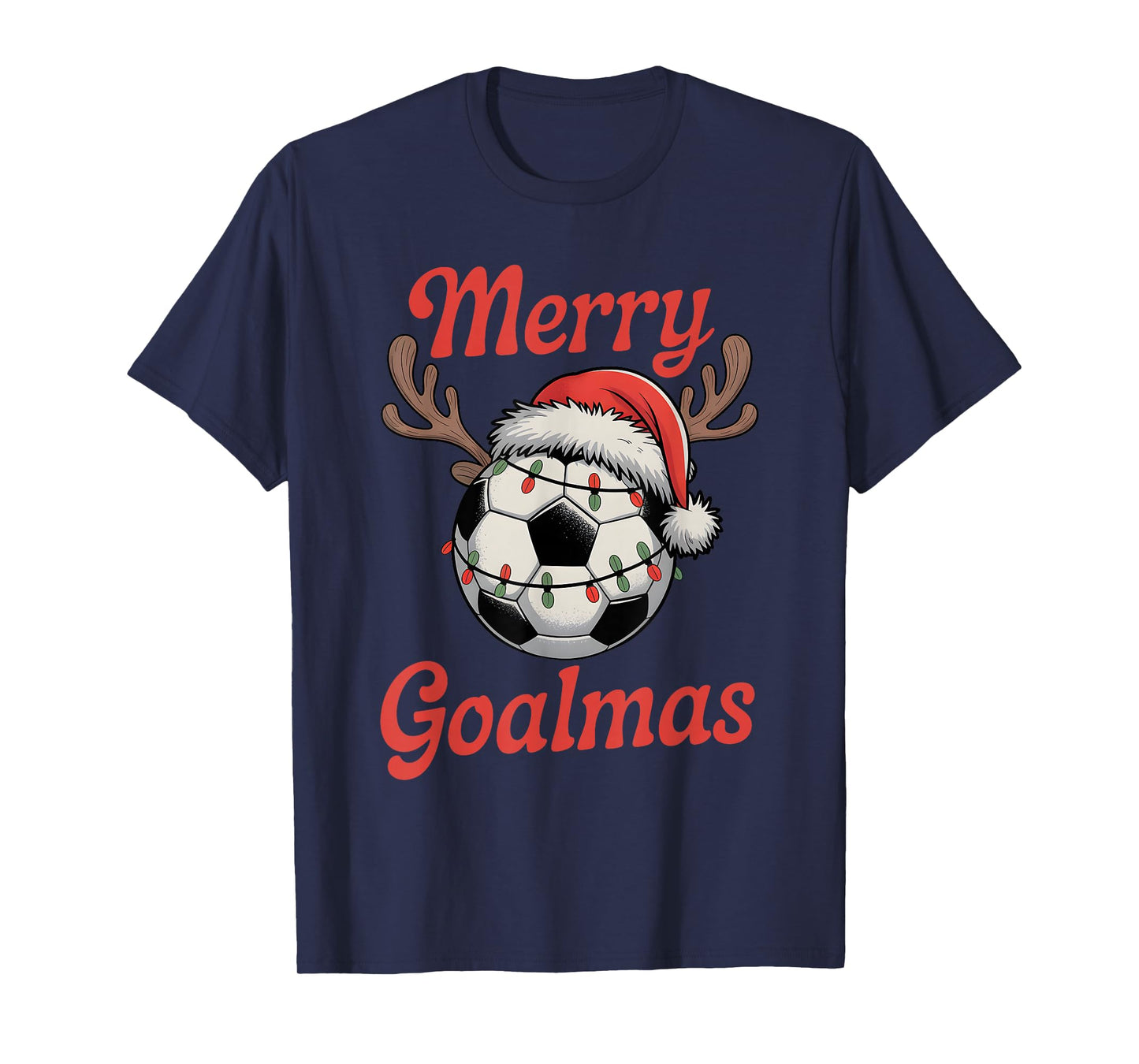 Merry Goalmas Christmas Funny Santa Soccer Ball Reindeer T-Shirt