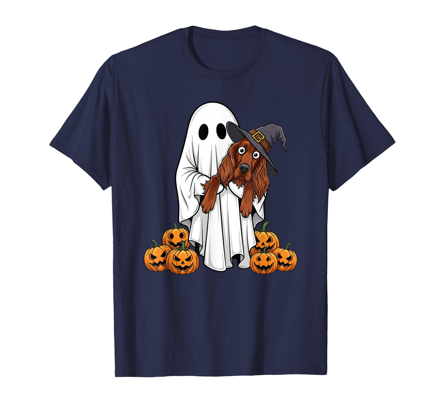 Funny Ghost Irish Setter Pumpkin Halloween Kids Mens Womens T-Shirt