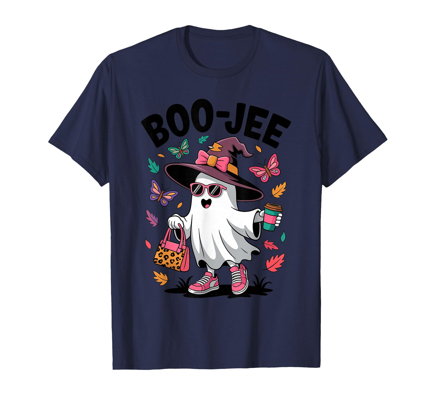 Boujee Ghost Witch Hat Sunglasses Coffee Halloween for Girls T-Shirt