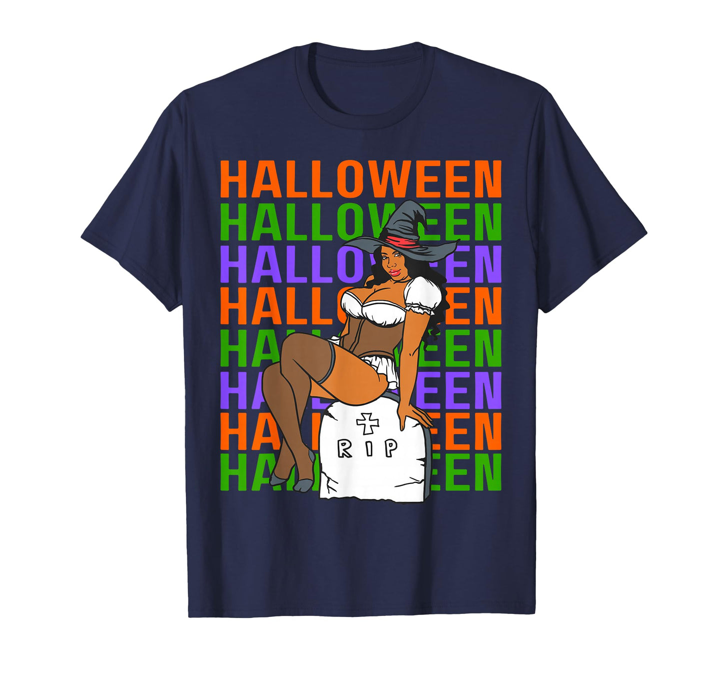 Funny Melanin Halloween Black Girl Magic Scary Blood Costume T-Shirt