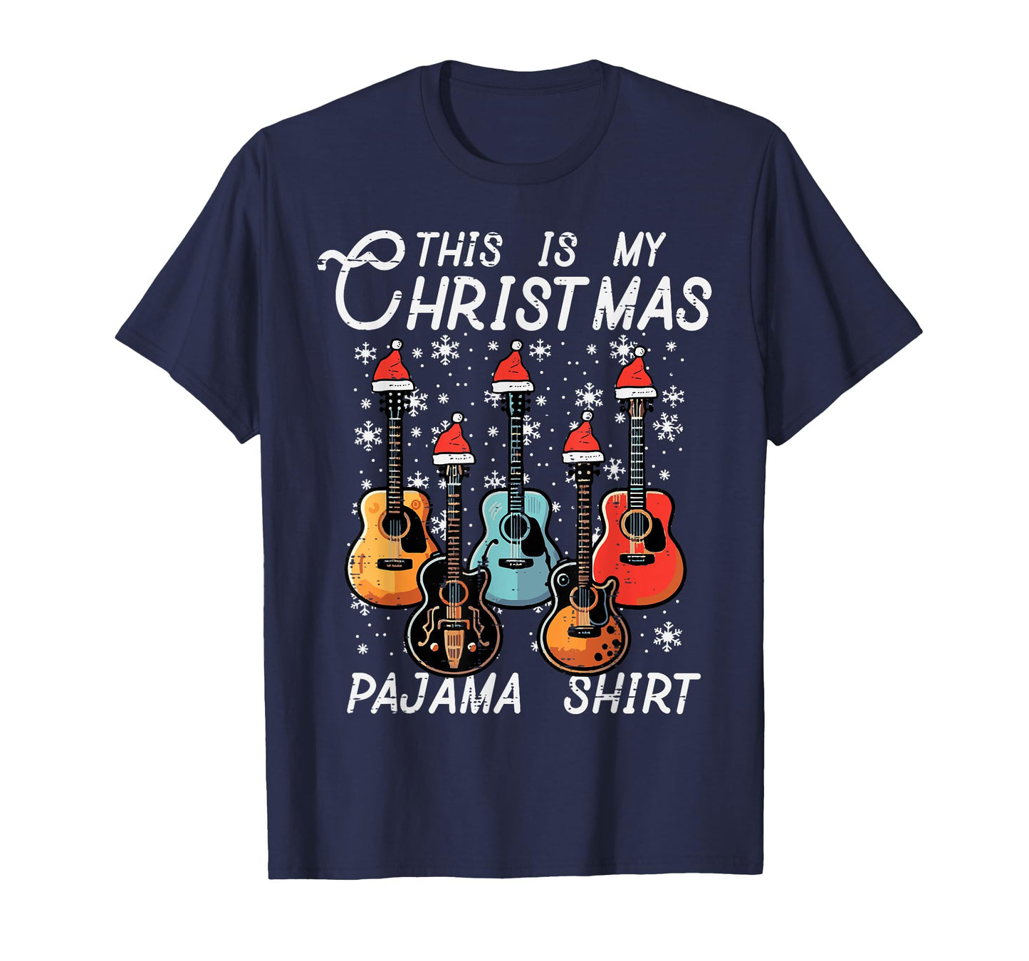 My Christmas Pajama Shirt Guitars Xmas Rock Men Boys Kids T-Shirt