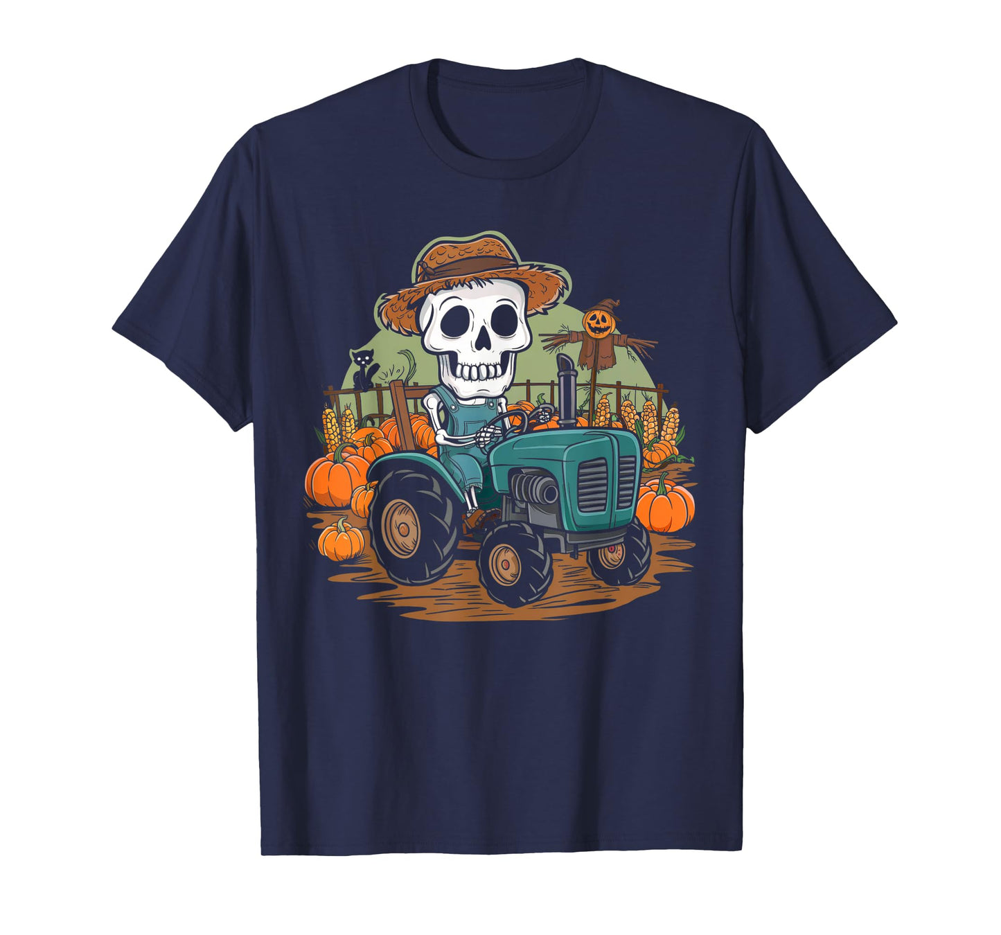 Halloween Farmer Shirt Spooky Tractor Farm Skeleton Farming T-Shirt