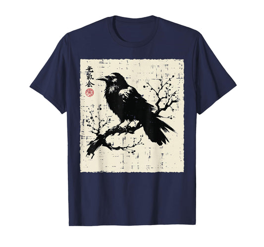 Japanese Bird Black Raven Vintage Crow Art Men Women Kids T-Shirt