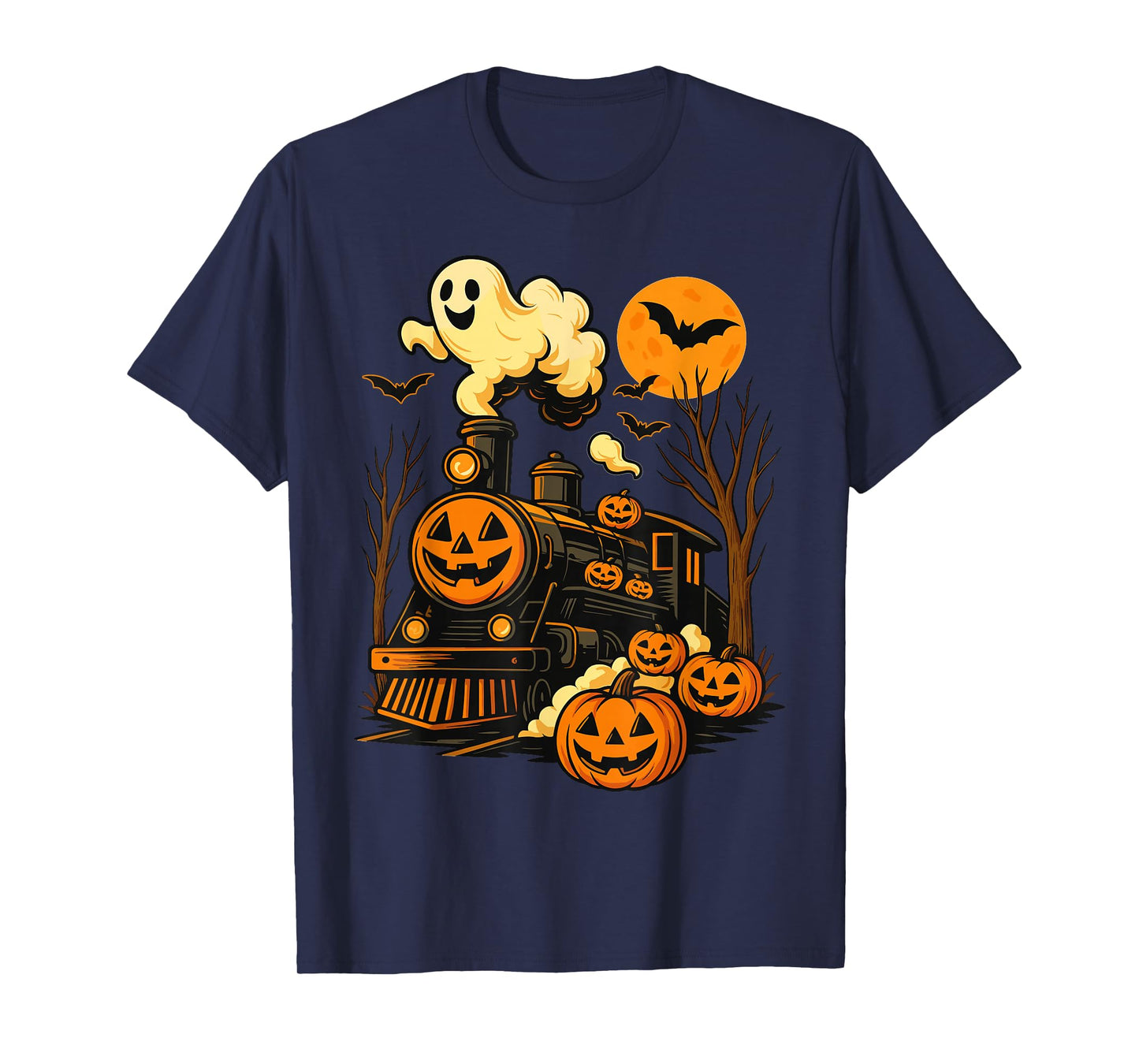 Vintage Halloween Train Pumpkin Railroad Trains Lover T-Shirt