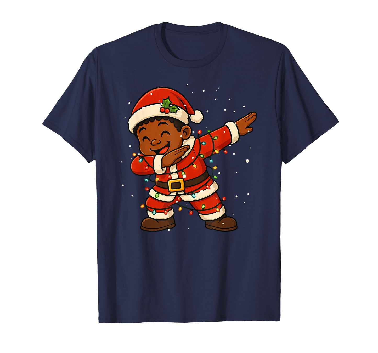 Funny Black Kid Dabbing Merry Christmas Santa Xmas Boys Girl T-Shirt