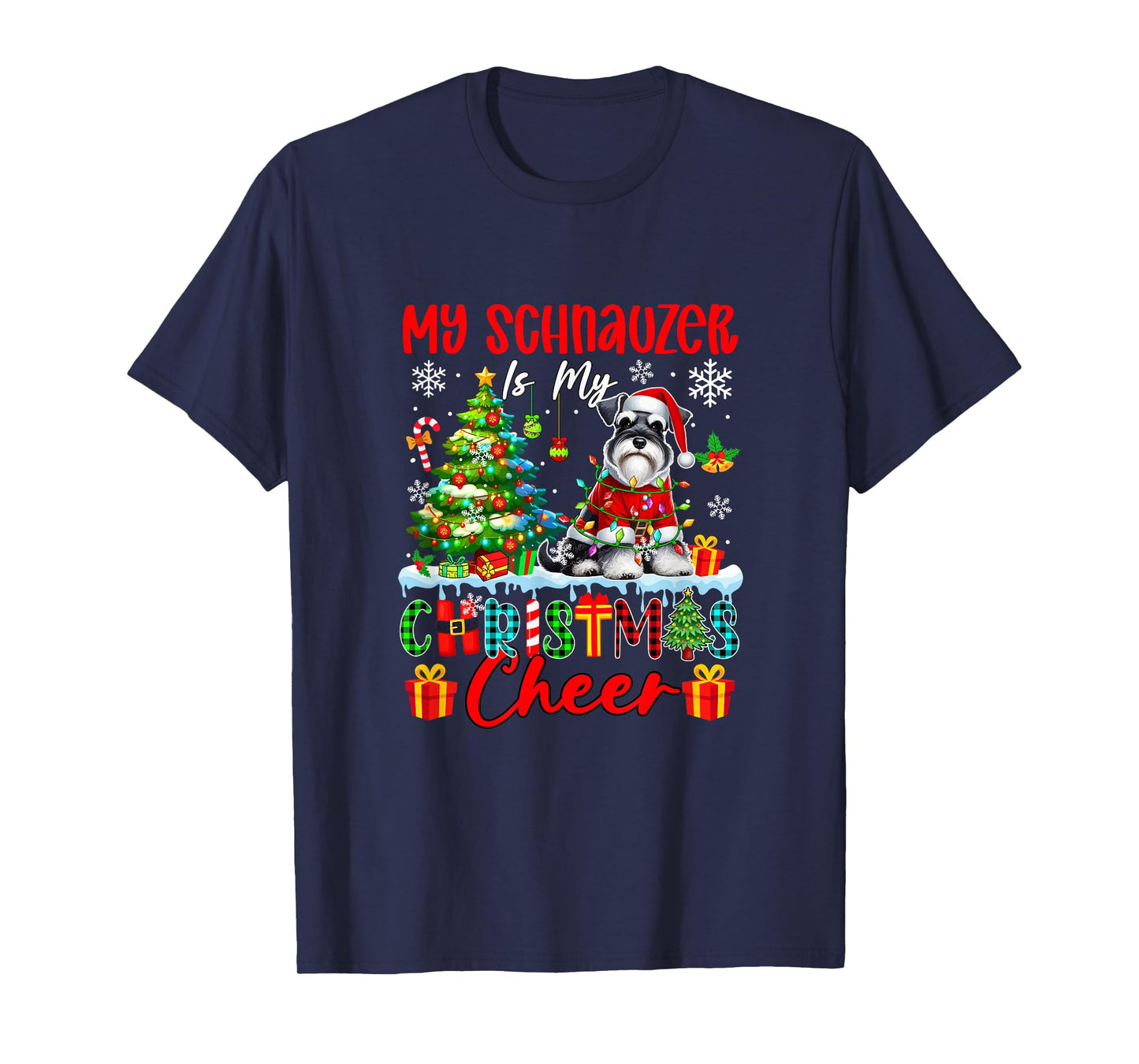 My Schnauzer is My Xmas Cheer Funny Santa Dog Owner Kids T-Shirt