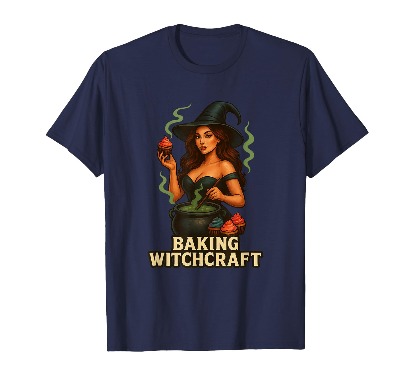 Witch Baking Cupcakes Cauldron Magic Spell Cooking Wiccan T-Shirt