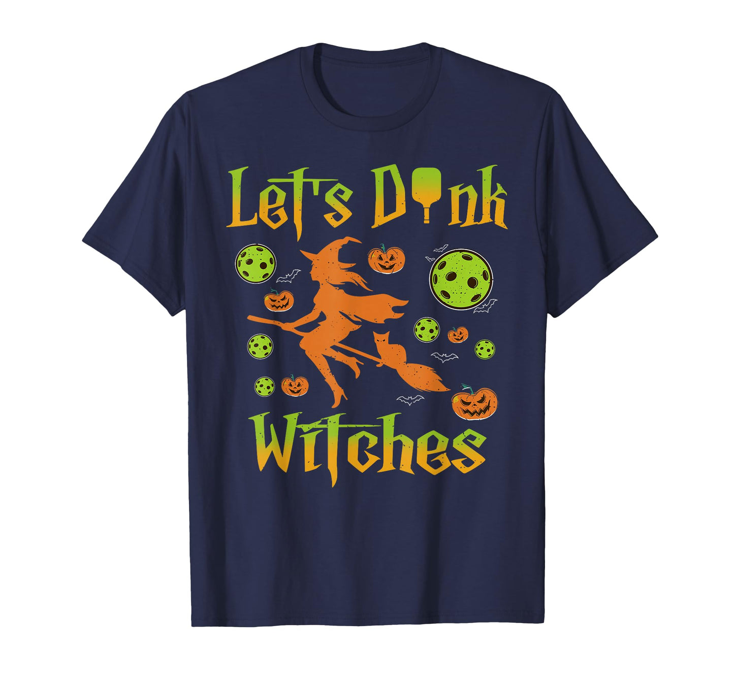Vintage Lets Dink Witches Pickleball Halloween Season Women T-Shirt