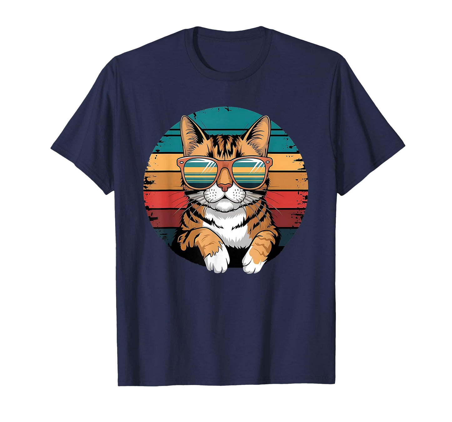 Vintage Style Orange Tabby Cat Friendly Wearing Sunglasses. T-Shirt for Men Women Kids