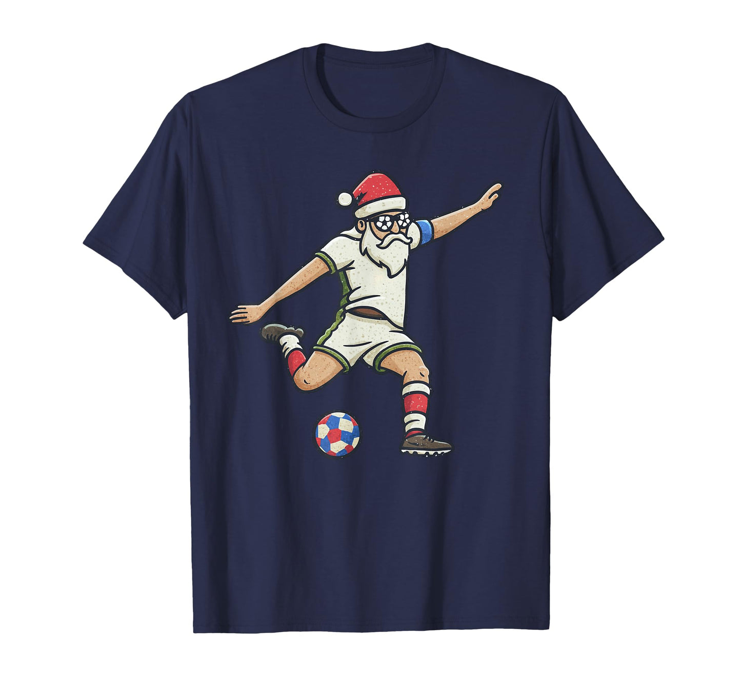 Santa Playing Soccer Christmas Vintage Funny Xmas Holiday T-Shirt