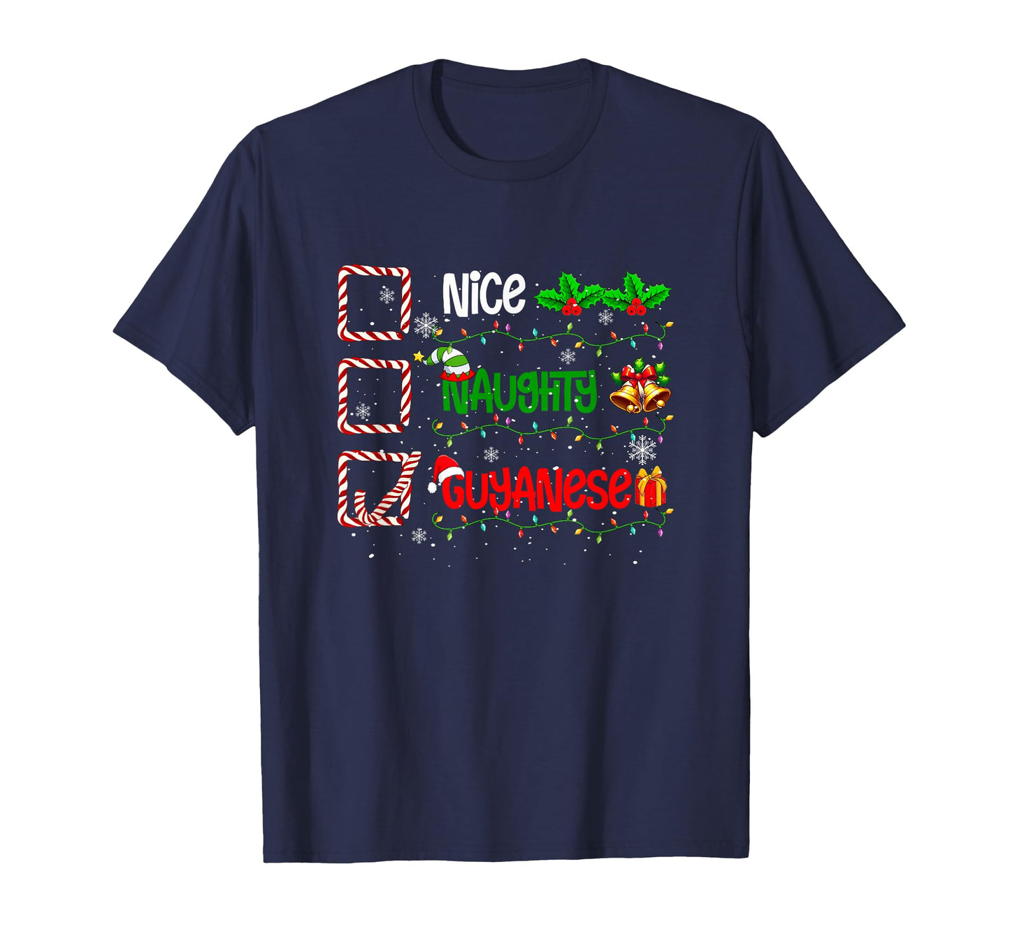 Nice Naughty Guyanese Christmas Colorful Costume Family T-Shirt