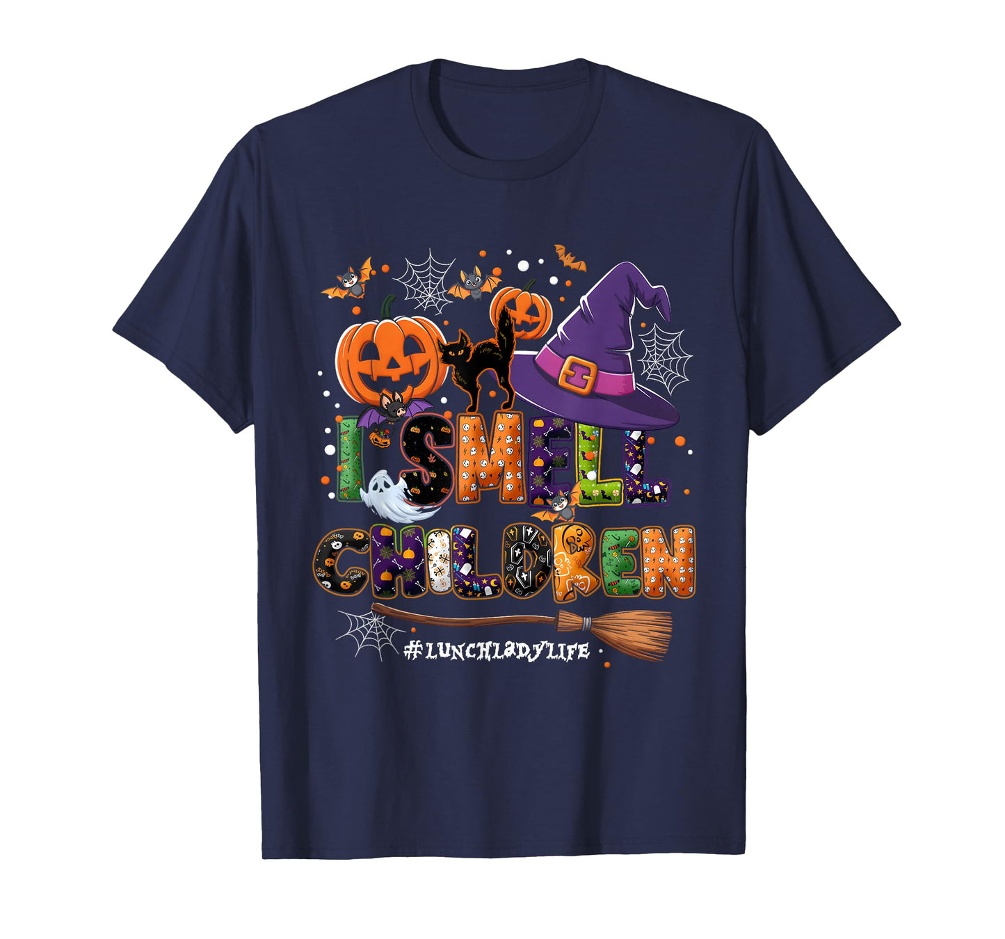 I Sme ll Children Halloween Witch Hat Pumpkin Black Cat Bats T-Shirt