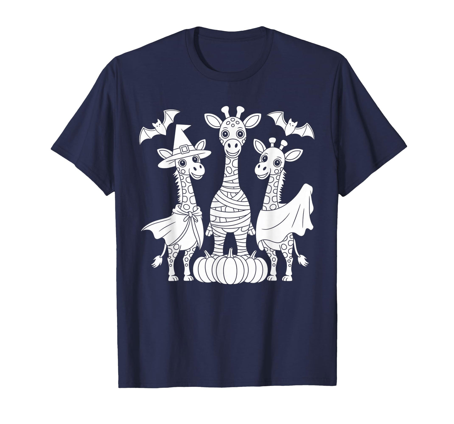 Funny Giraffe Mummy Witch Halloween Costume with Pumpkin T-Shirt