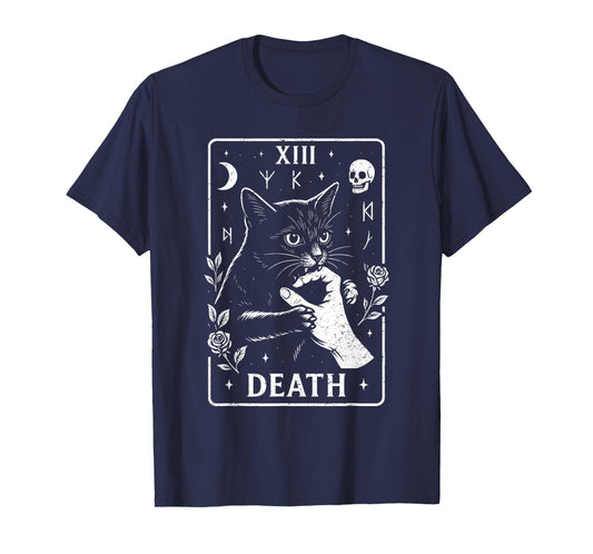 Death Cat Tarot XIII Occult Gothic Aesthetic T-Shirt