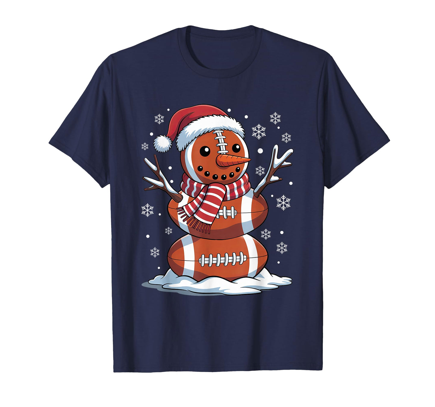 Cute Football Snowman Rugby Christmas Pajamas Women Men Kids T-Shirt