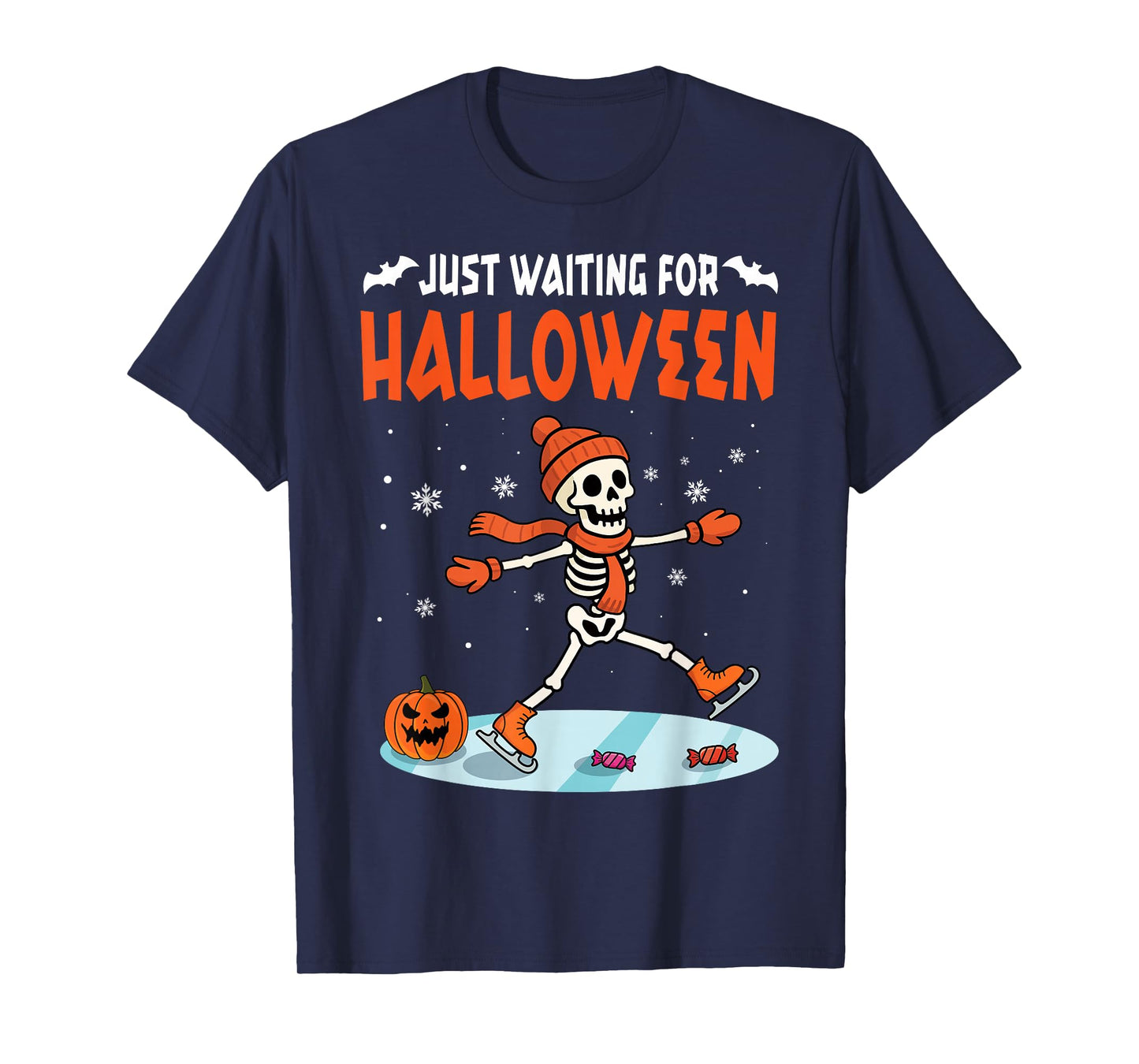Just Waiting for Halloween Christmas Winter Winterween T-Shirt