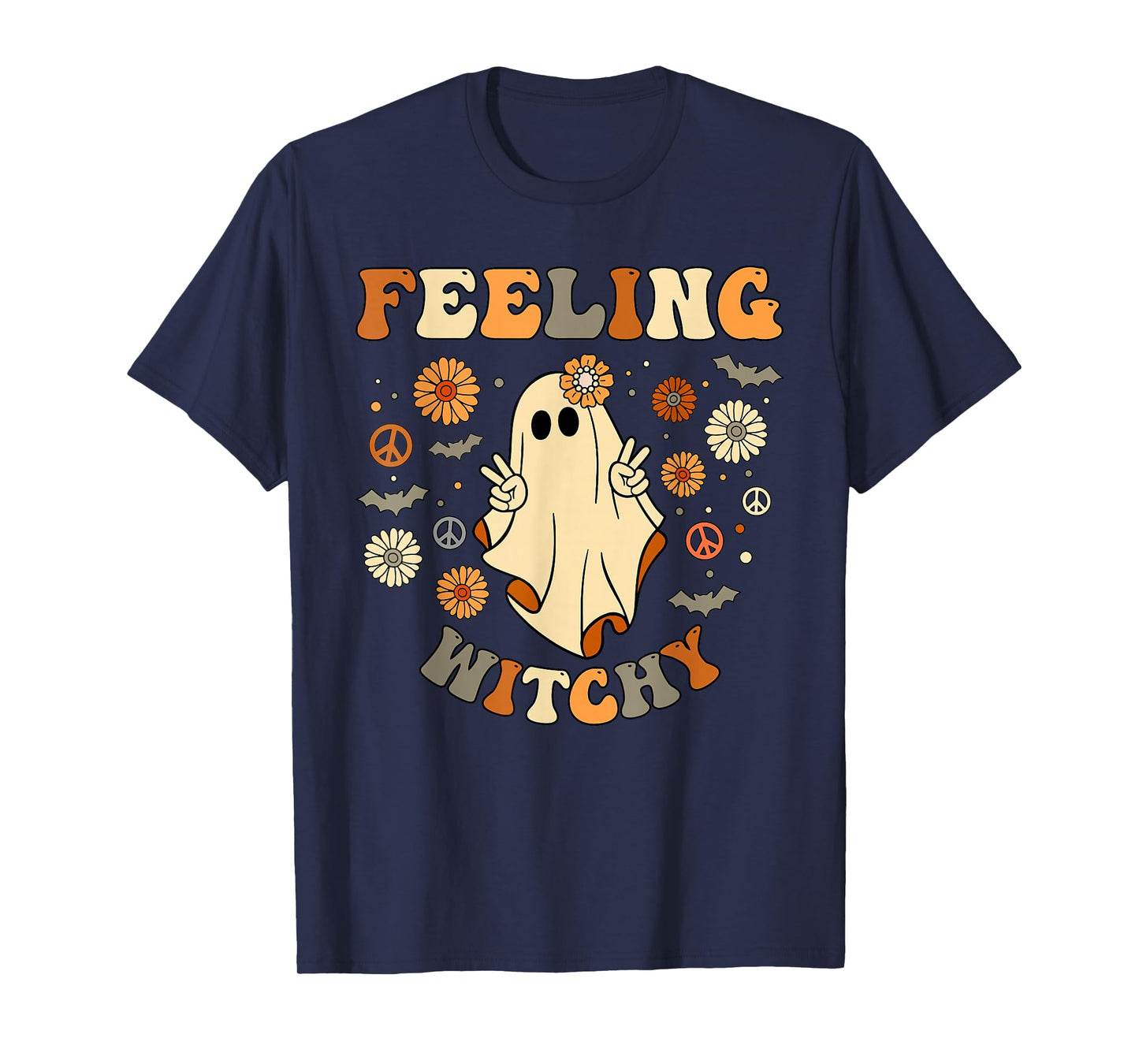 Feeling Witchy Groovy Ghost Halloween T-Shirt