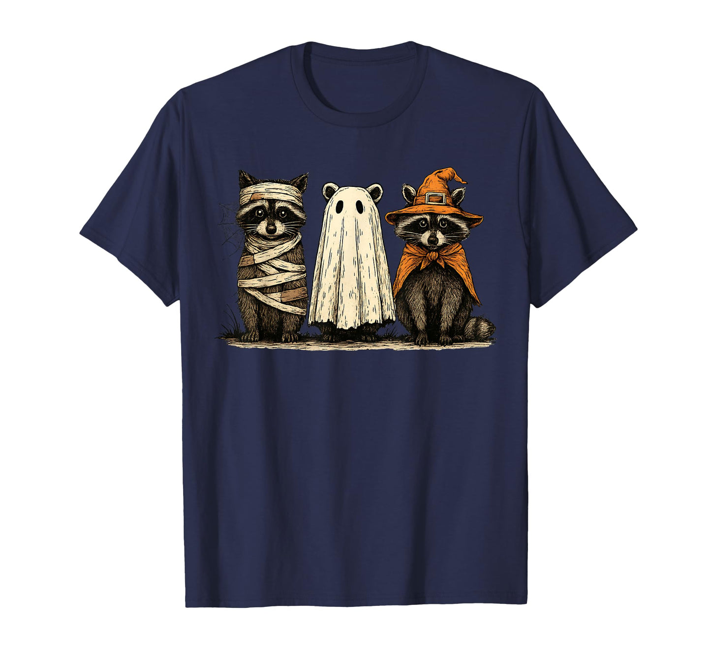 Cute Halloween Raccoon Ghost Witch Costume T-Shirt