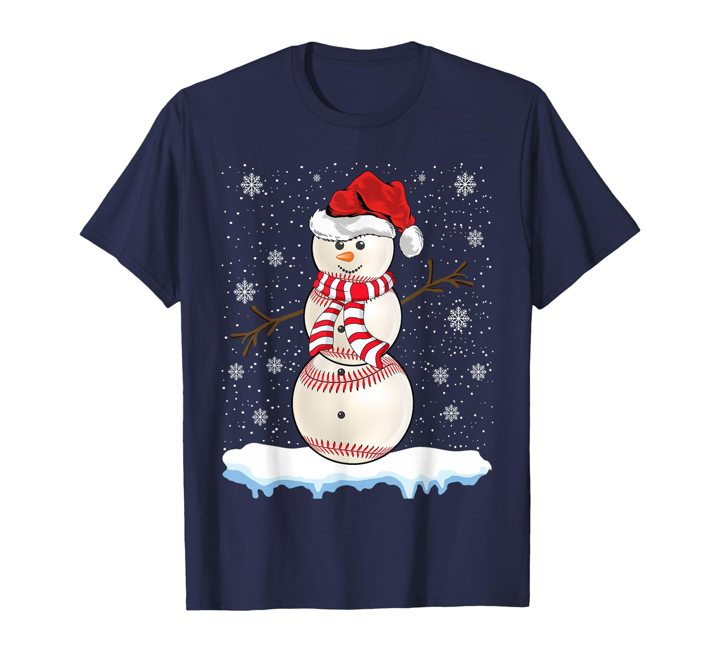 Baseball Snowman Costume Funny Baseball Player Christmas T-Shirt