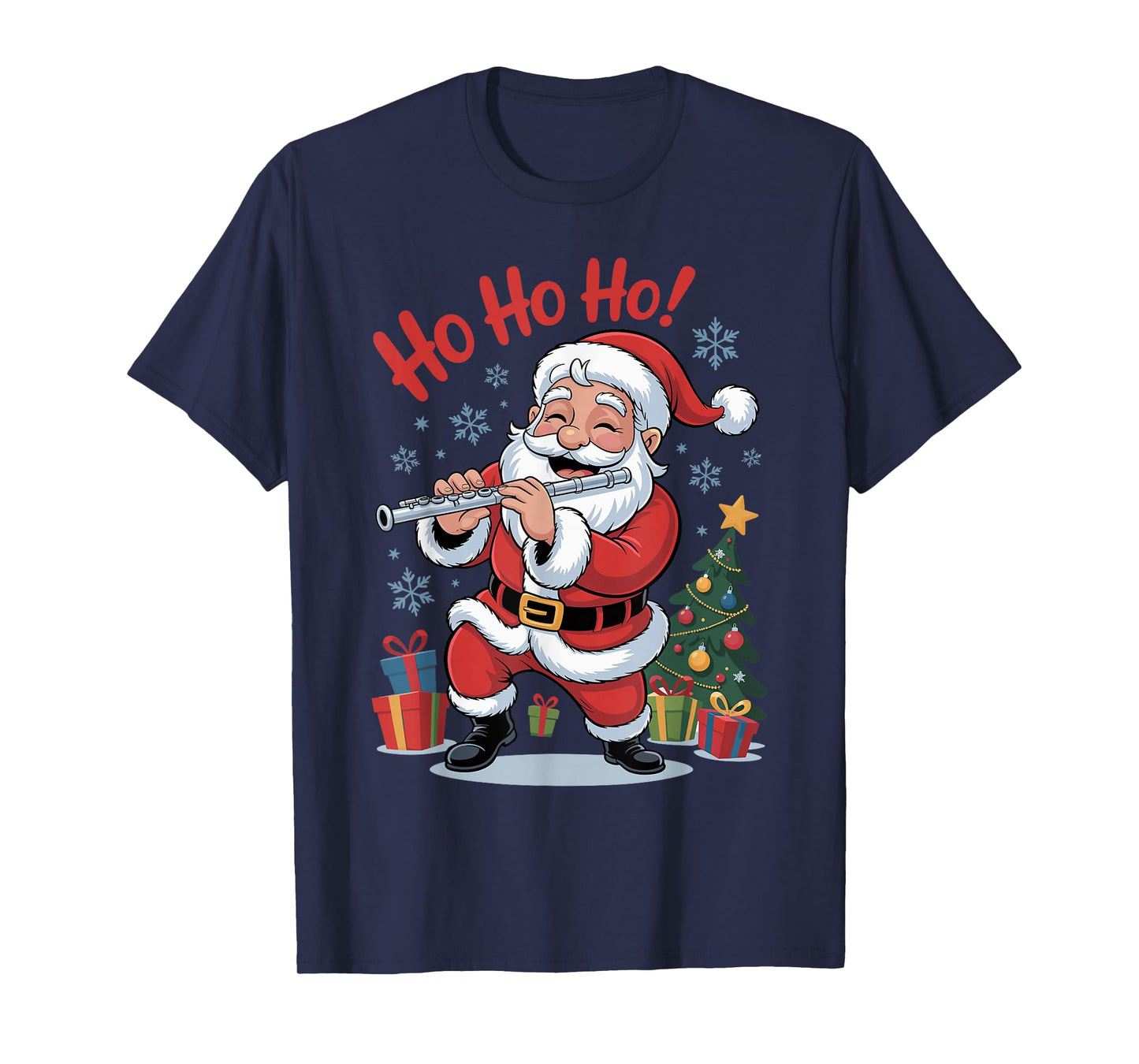 Funny Santa Playing Flute Holiday Chrismas Xmas Pajama T-Shirt