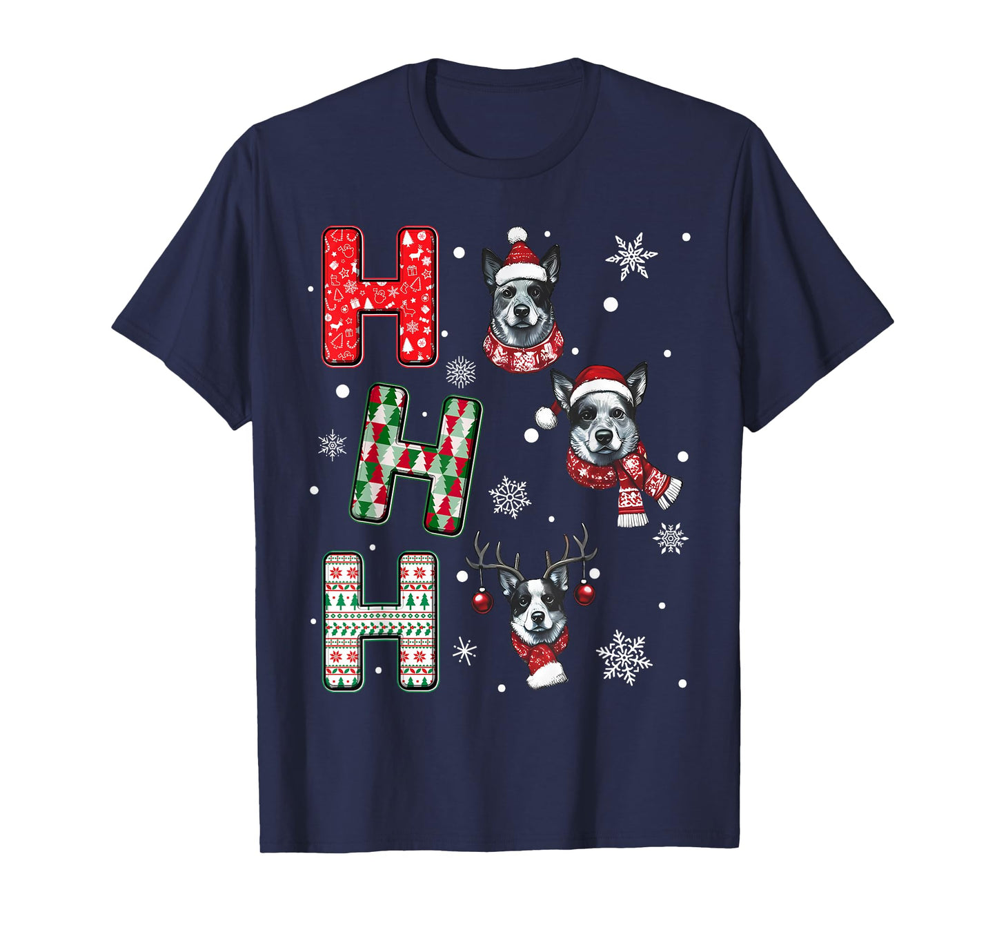 Ho Ho Ho Blue Heeler Dog Matching Christmas Santa Elf Xmas T-Shirt