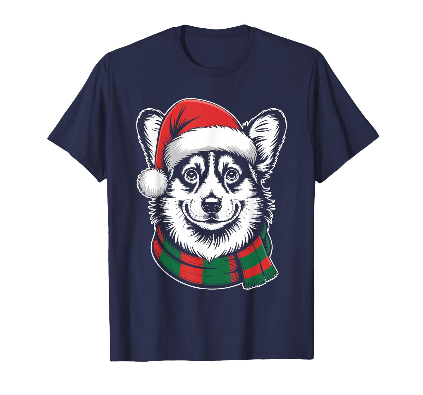 Welsh Corgi Xmas Santa Hat Scarf Christmas Costume T-Shirt