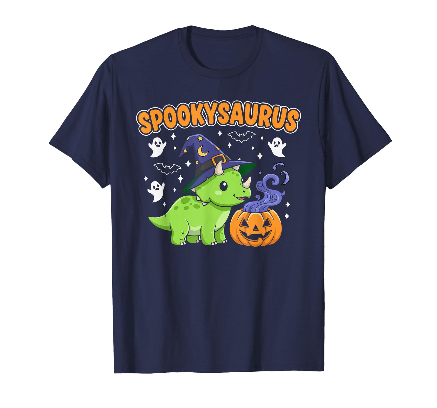 Spookysaurus Triceratops Halloween Witch Hat Costume T-Shirt