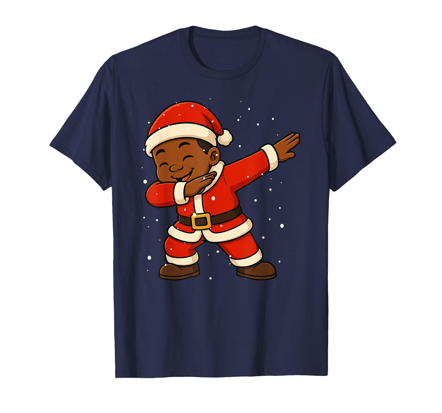 Funny Black Kid Santa Dabbing Merry Christmas Xmas Boys Girl T-Shirt