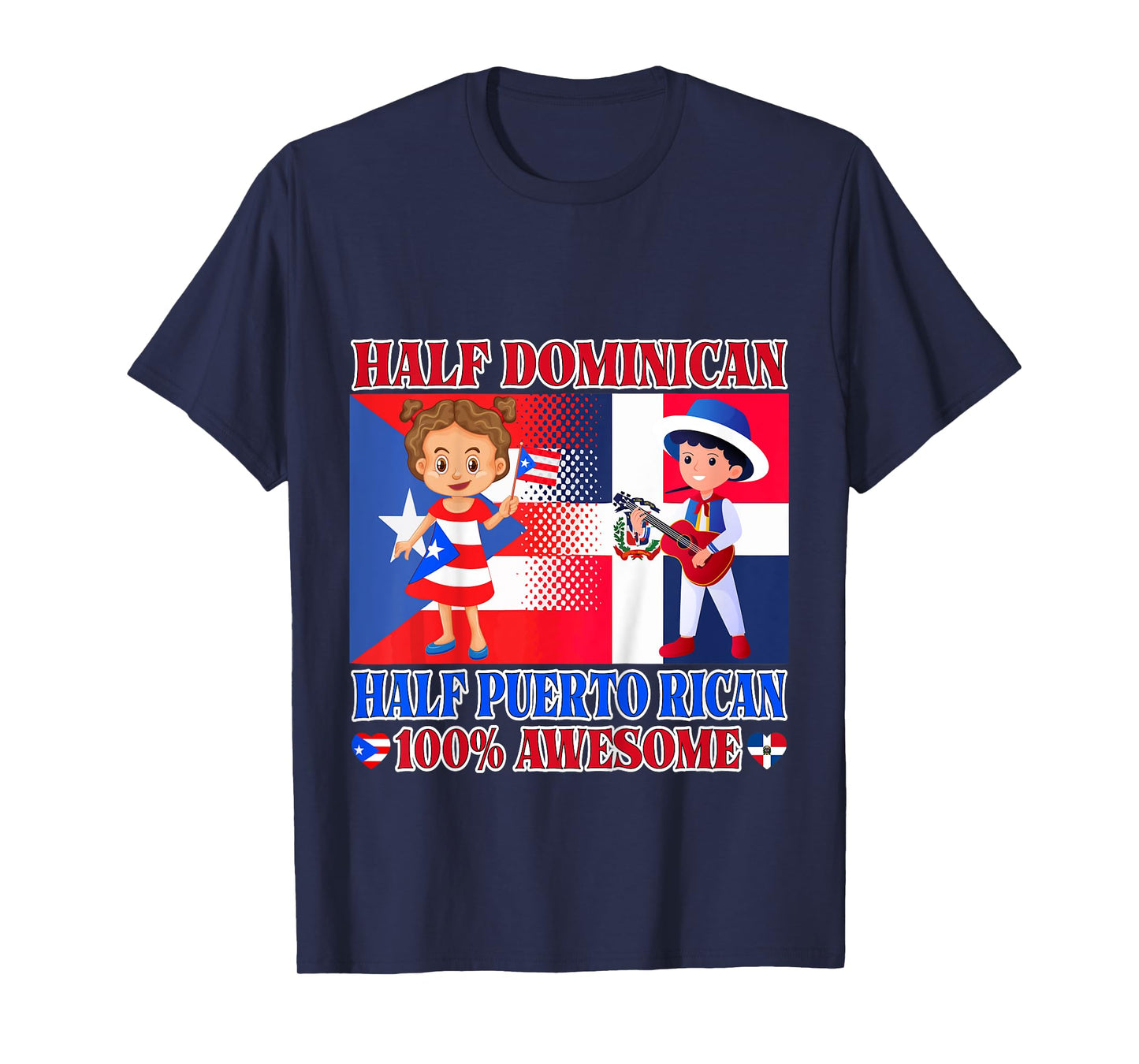 Half Puerto Rican Half Dominican Republic Flag Toddler Girls T-Shirt