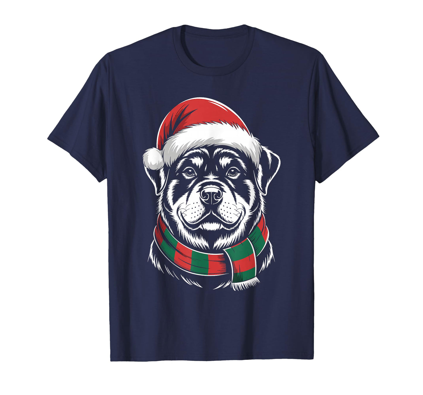 Rottweiler Dog Xmas Santa Hat Scarf Christmas Costume T-Shirt