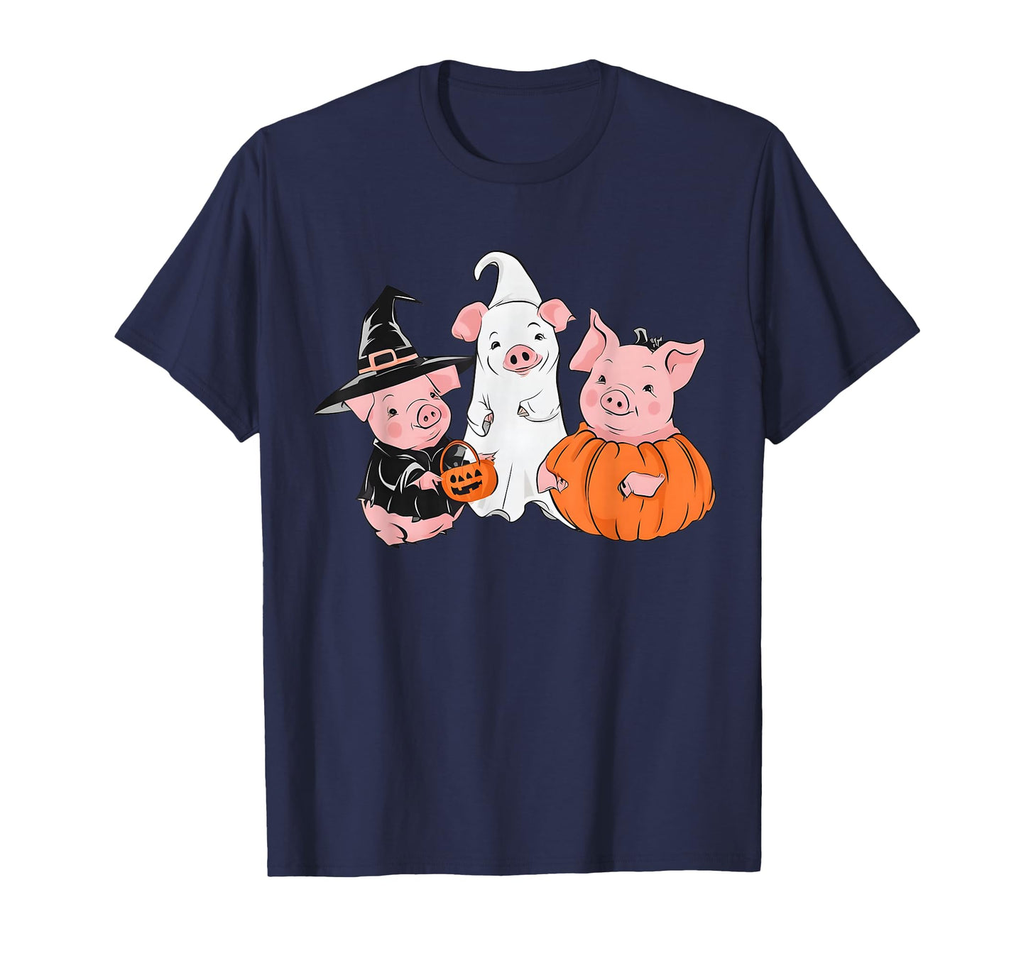 Pig Spooky Witch Boo Pumpkin Cute Pig Halloween Boys & Girls T-Shirt