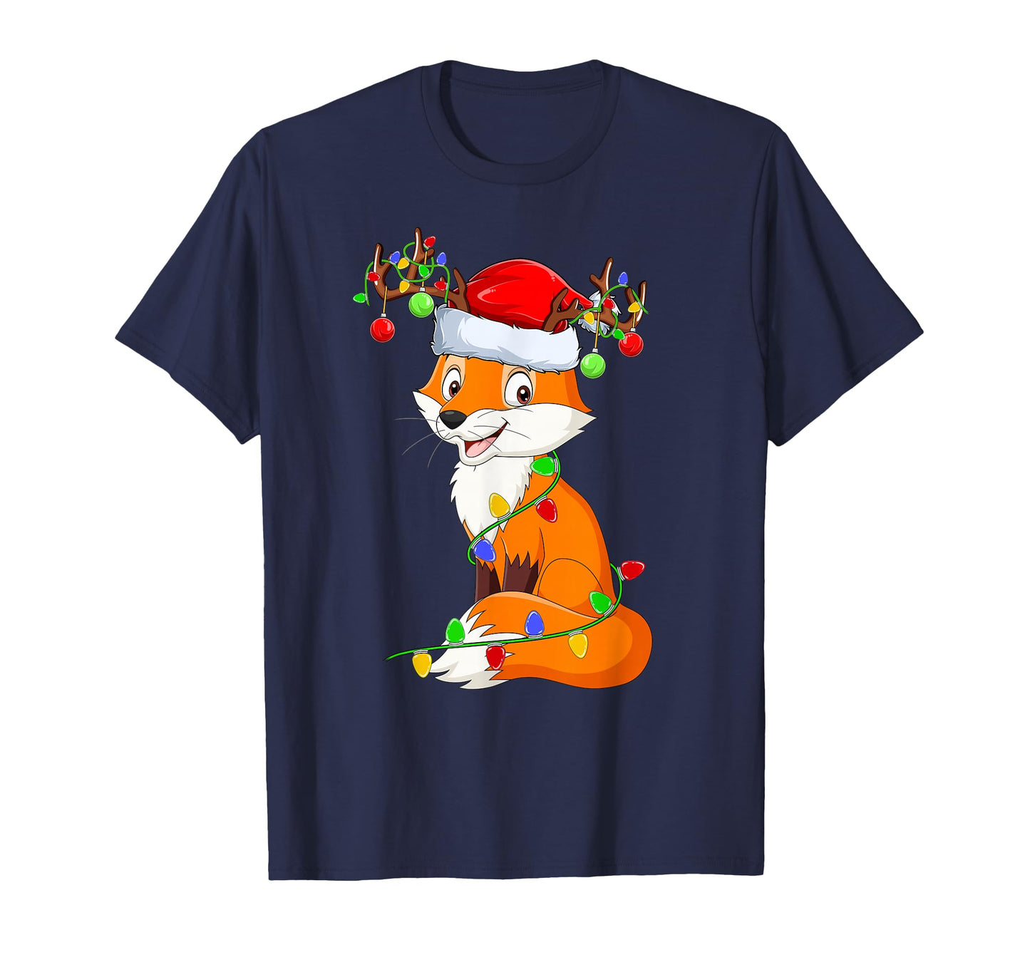 Fox Xmas Lights Holiday Santa Fox Christmas Pajamas T-Shirt