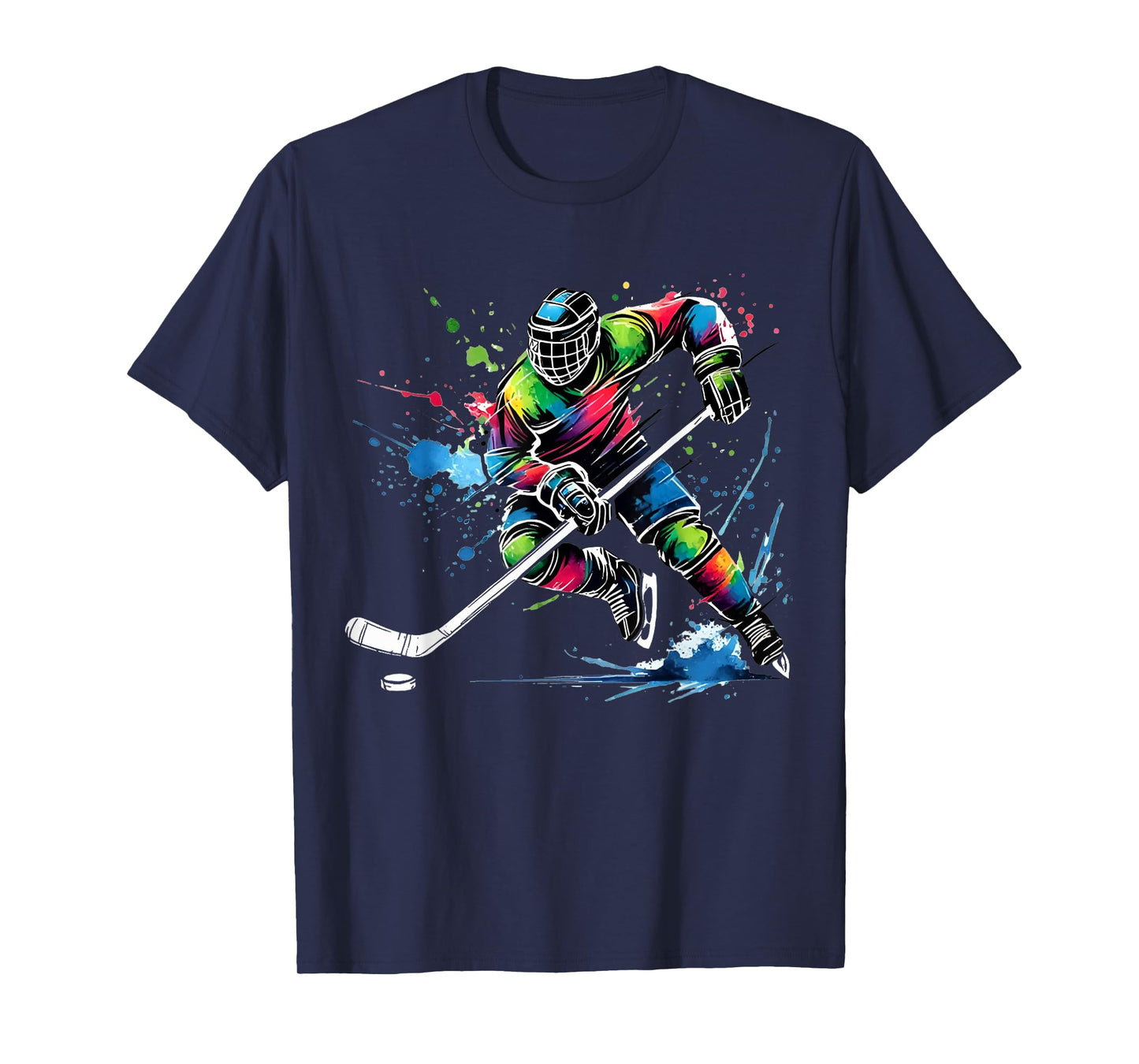 Colorful Ice Hockey Fan Player Tie Dye Color Splash Sports T-Shirt