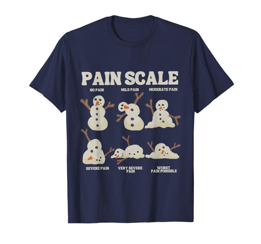Pain Scale Snowman Funny Nurse Christmas ICU Nurse T-Shirt