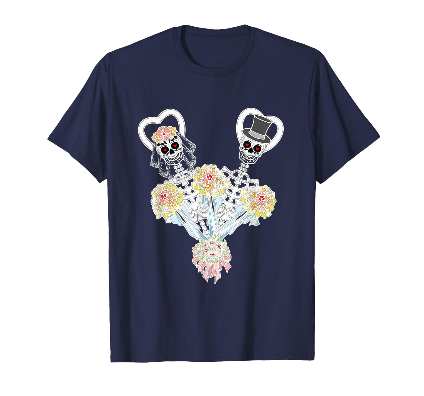 Funny Halloween Skeleton Couple Bride and Groom T-Shirt