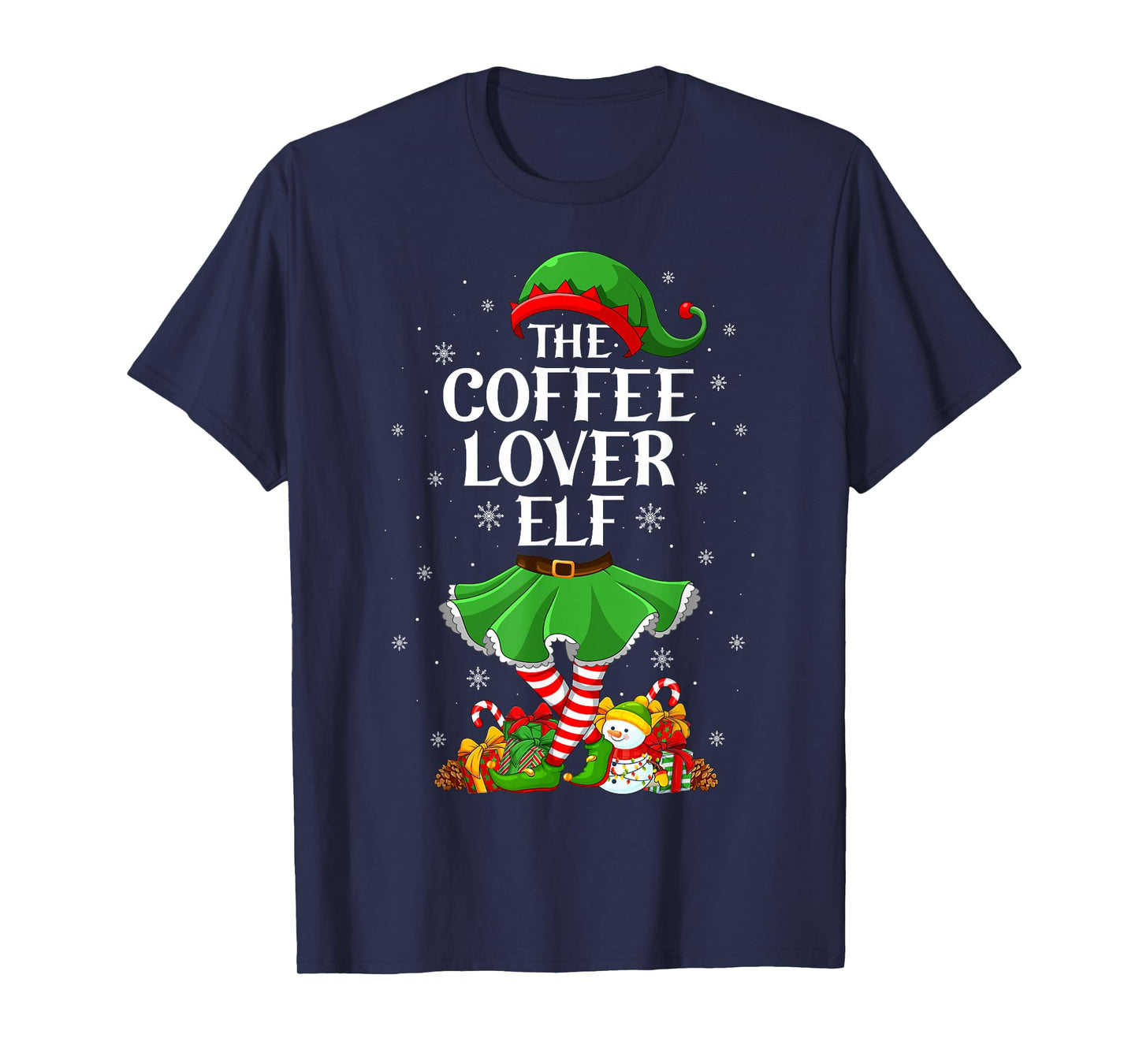 Coffee Lover Elf Christmas Family Elf Squad Xmas Girls Women T-Shirt