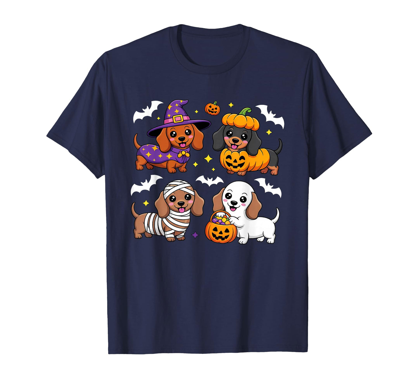 Weiner Dog Witch Happy Halloweenie Cute Halloween Dachshund T-Shirt