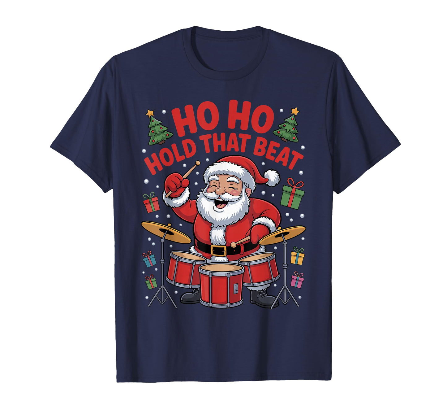 Funny Santa Playing Drums Holiday Chrismas Drummer Pajama T-Shirt