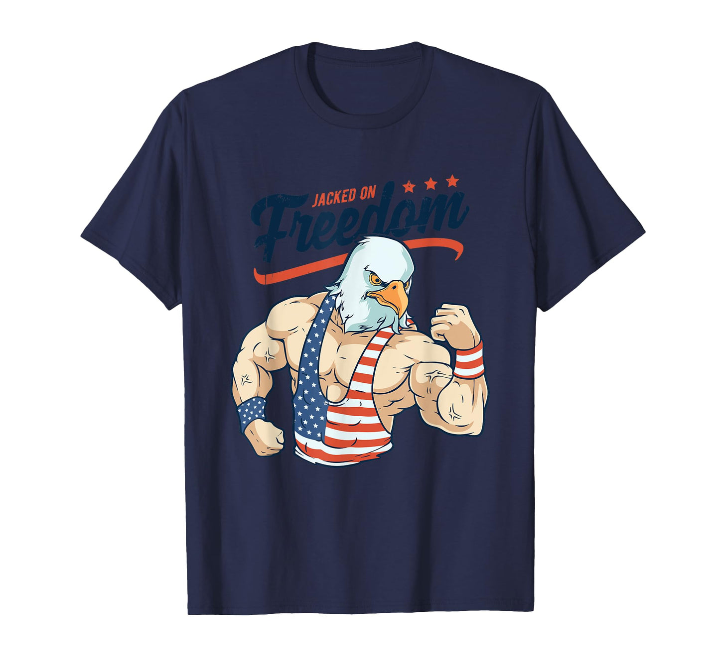 Funny Jacked on Freedom Eagle Workout 4th of July Gift T-Shirt