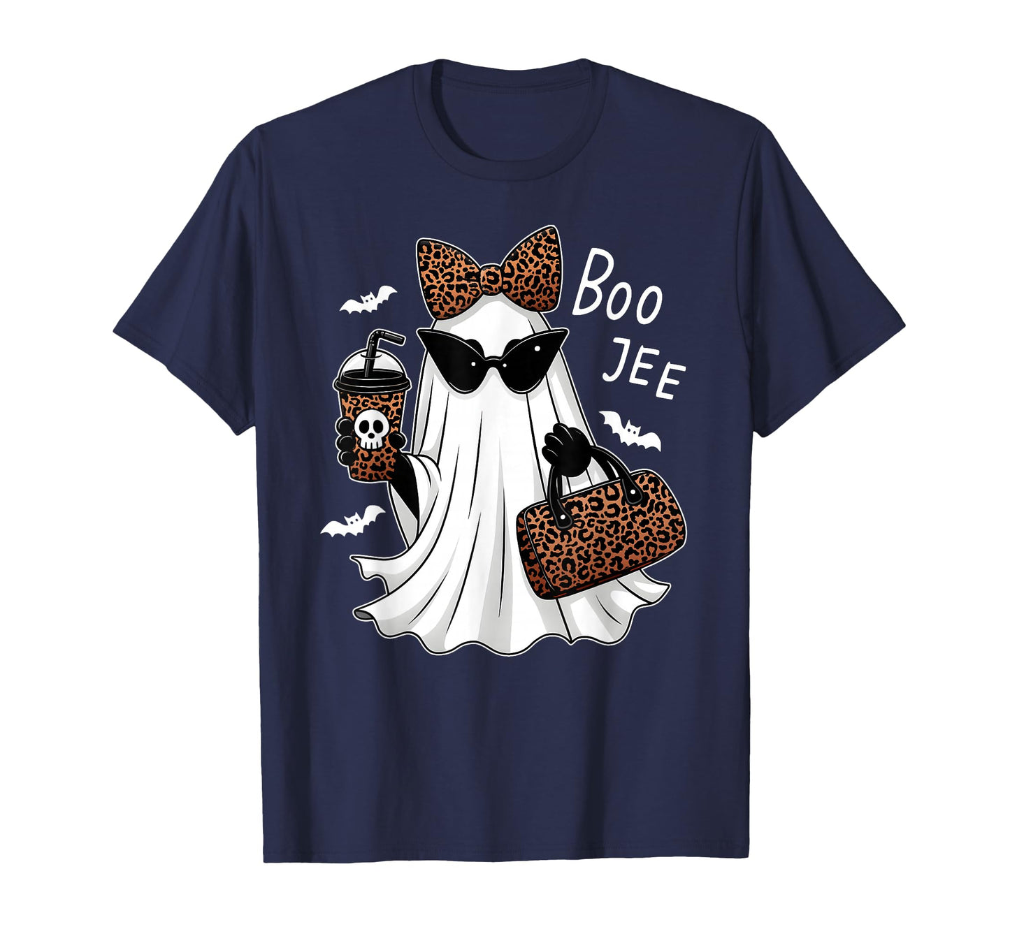 Coquette Leopard Ghost Coffee Boo-JEE Halloween Boujee Ghost T-Shirt